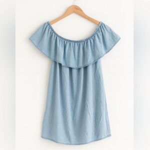 Zara Light Blue Off-Shoulder Dress